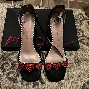 Betsey Johnson Multi color- Red, Black, and Silver heels